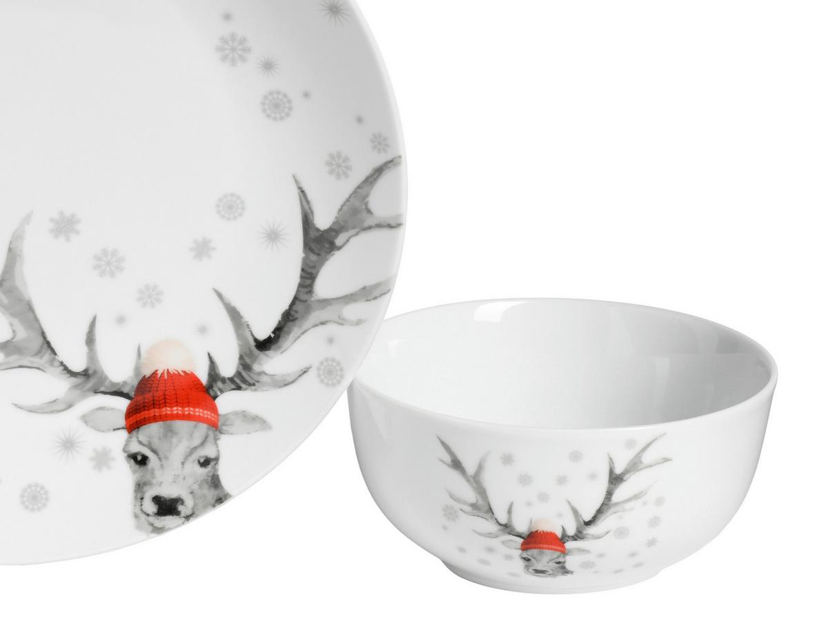 Kombiservice Luna Hirsch 16--Teilig., Weiß - Weiß, Basics, Keramik - Creatable