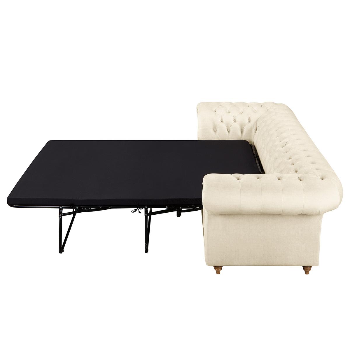 Schlafsofa Laura Creme, B: 218cm - Creme/Braun, Design, Textil (218/74/91cm) - P & B