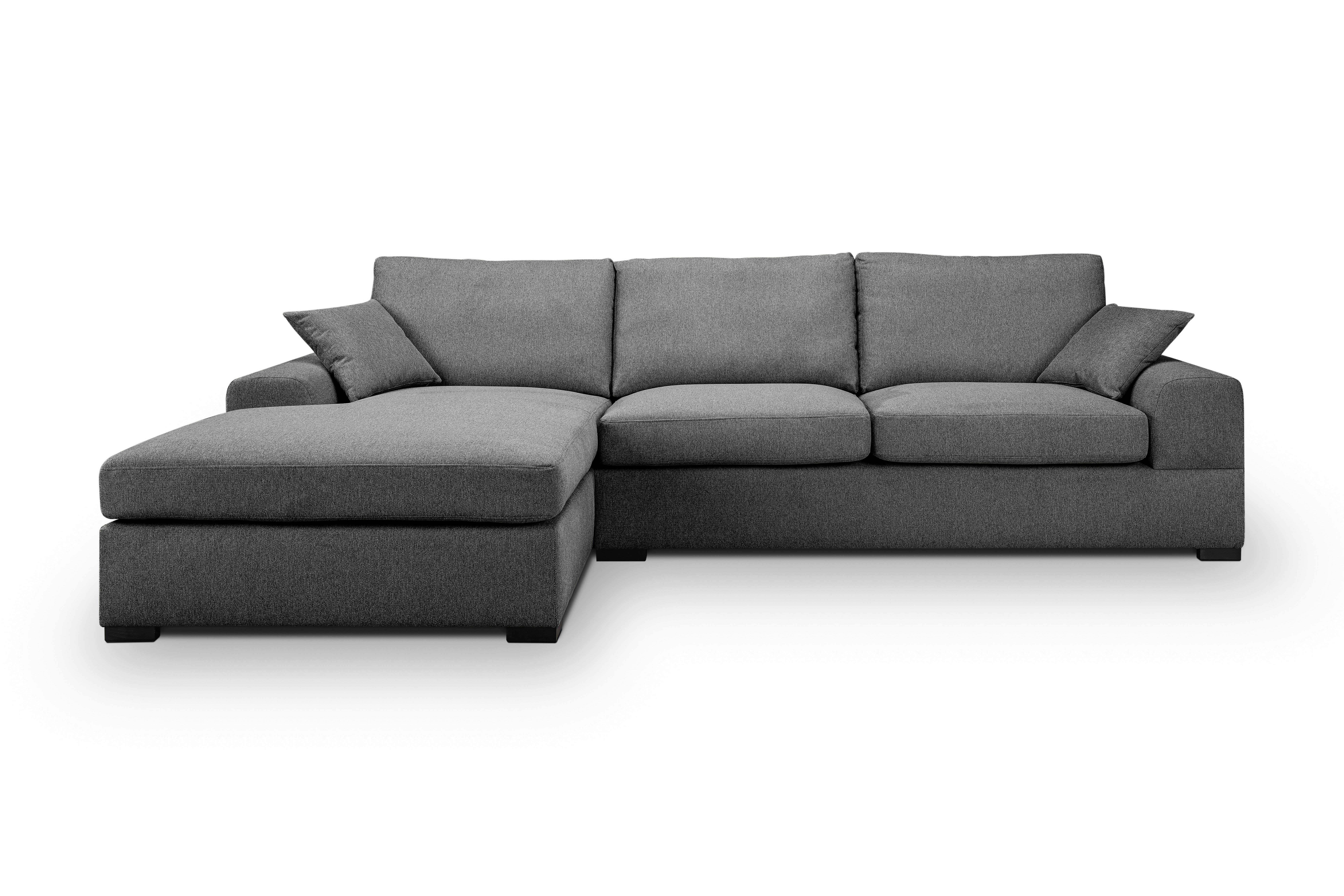 Ecksofa Veda Grau S: 308x186 Cm - Beige/Schwarz, Basics, Holz/Textil (308/186cm) - MID.YOU