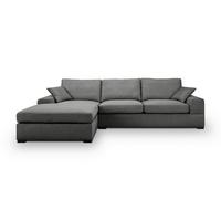 Ecksofa Veda Grau S: 308x186 Cm - Beige/Schwarz, Basics, Holz/Textil (308/186cm) - MID.YOU
