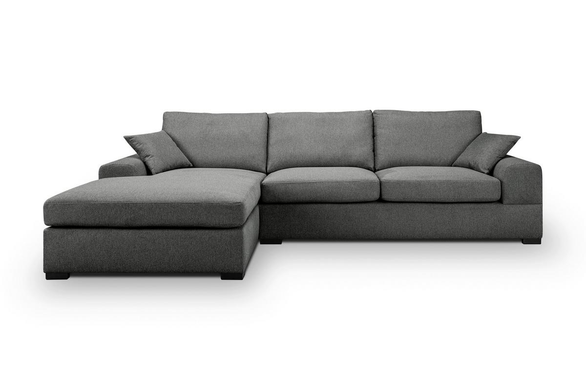 Ecksofa Veda Grau S: 308x186 Cm - Beige/Schwarz, Basics, Holz/Textil (308/186cm) - MID.YOU