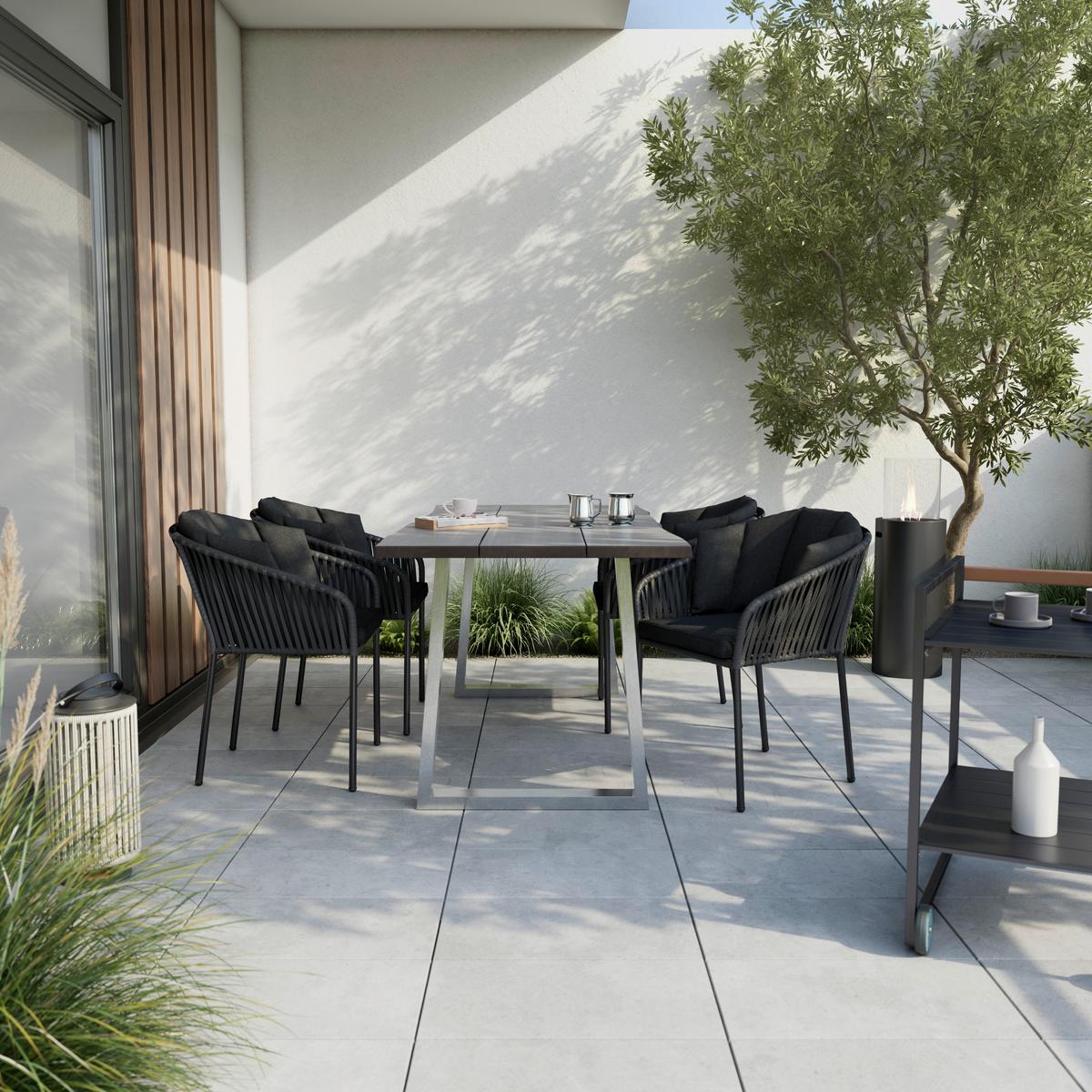 Sada záhradných křesel LEO - tmavě šedá/antracitová, Moderní, kov (59/78/61cm) - Bessagi Garden