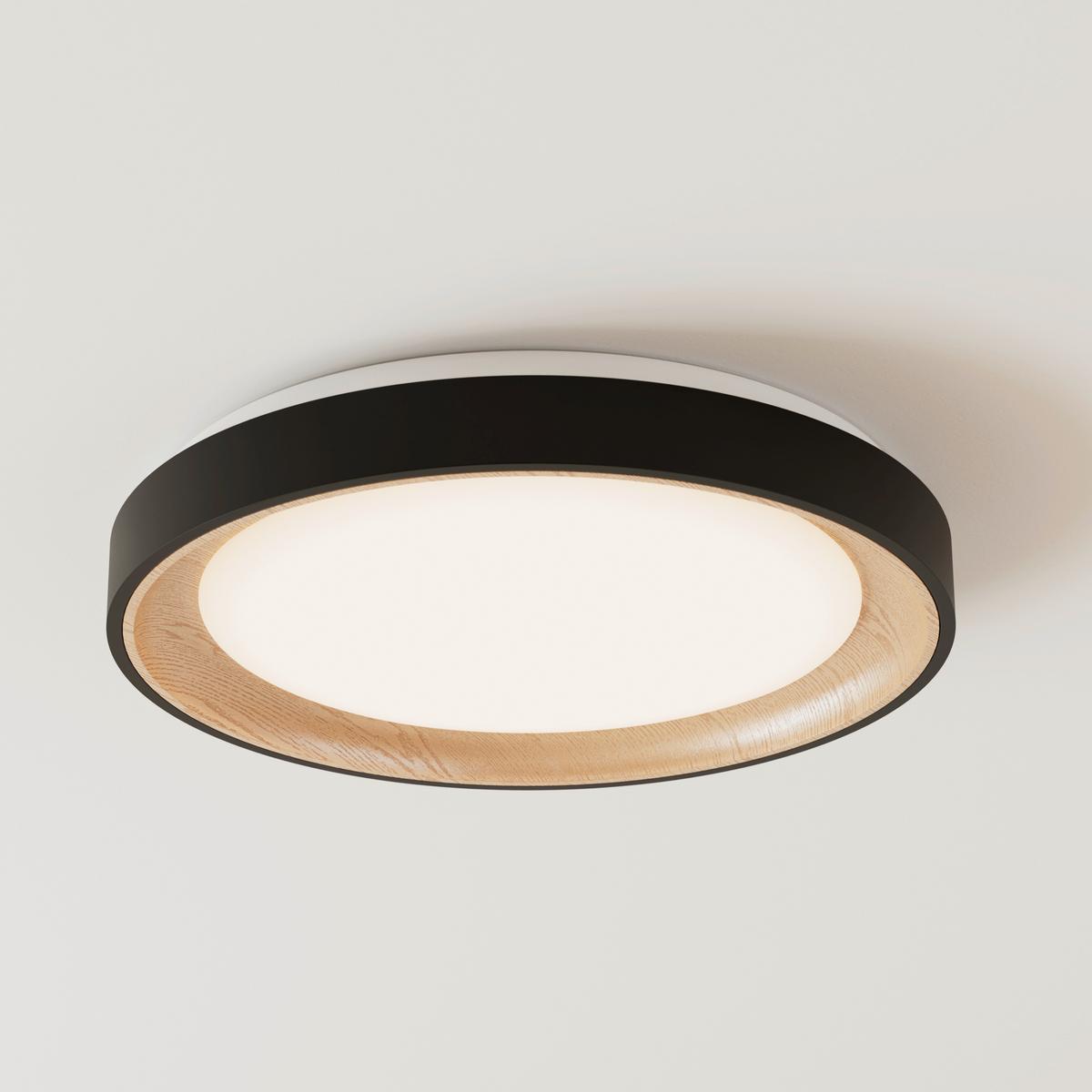 LED-DECKENLEUCHTE CATHERINE - Eichefarben/Schwarz, Basics, Kunststoff/Metall (40/6cm) - Luca Bessoni