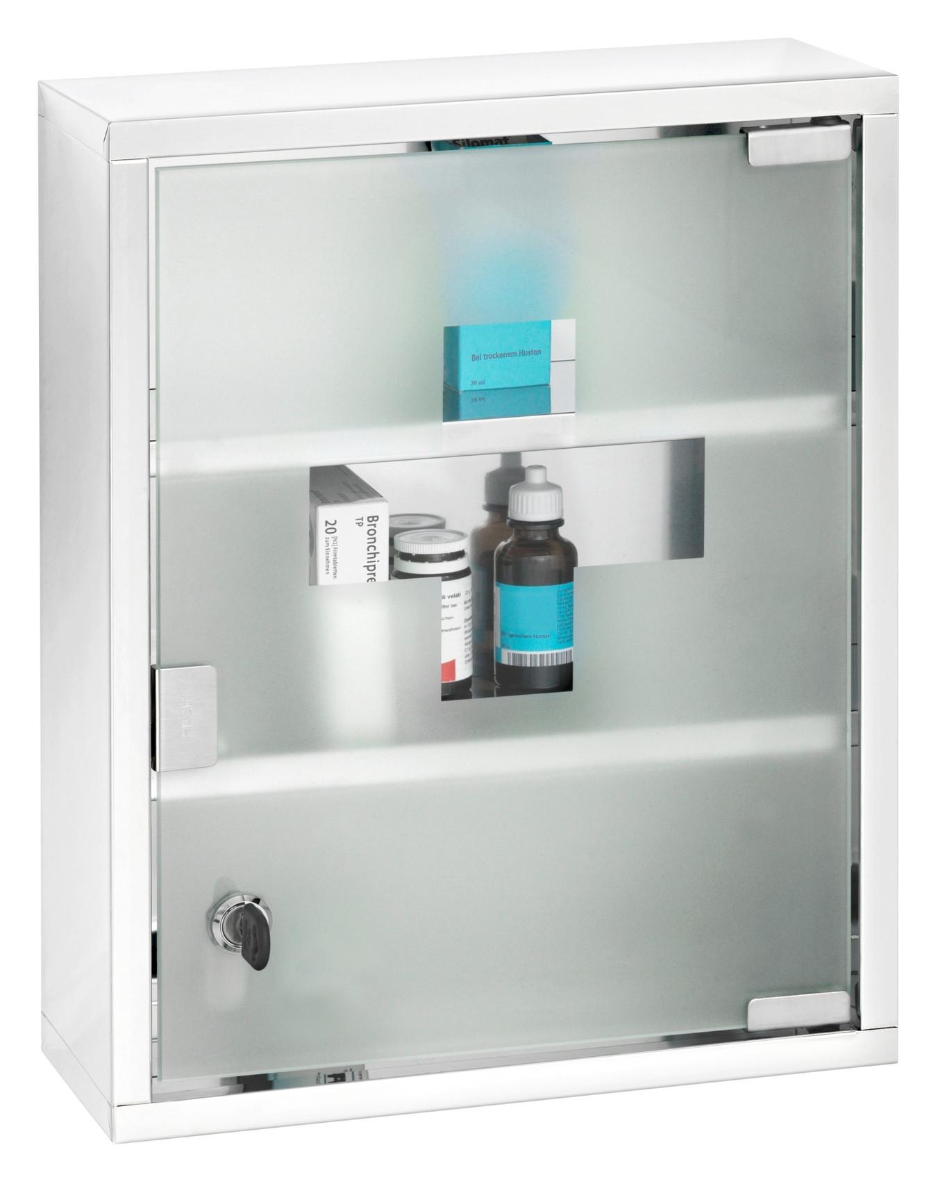 Medizinschrank Edelstahl Glänzend 22924100 - MODERN, Glas/Metall (30/40/12cm) - Wenko