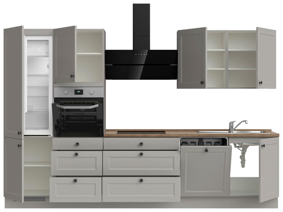 Kuchyňská linka 330 cm, kamenná sivá supermatná - šedá/černá, Moderní, kov/kompozitní dřevo (330cm) - Nobilia