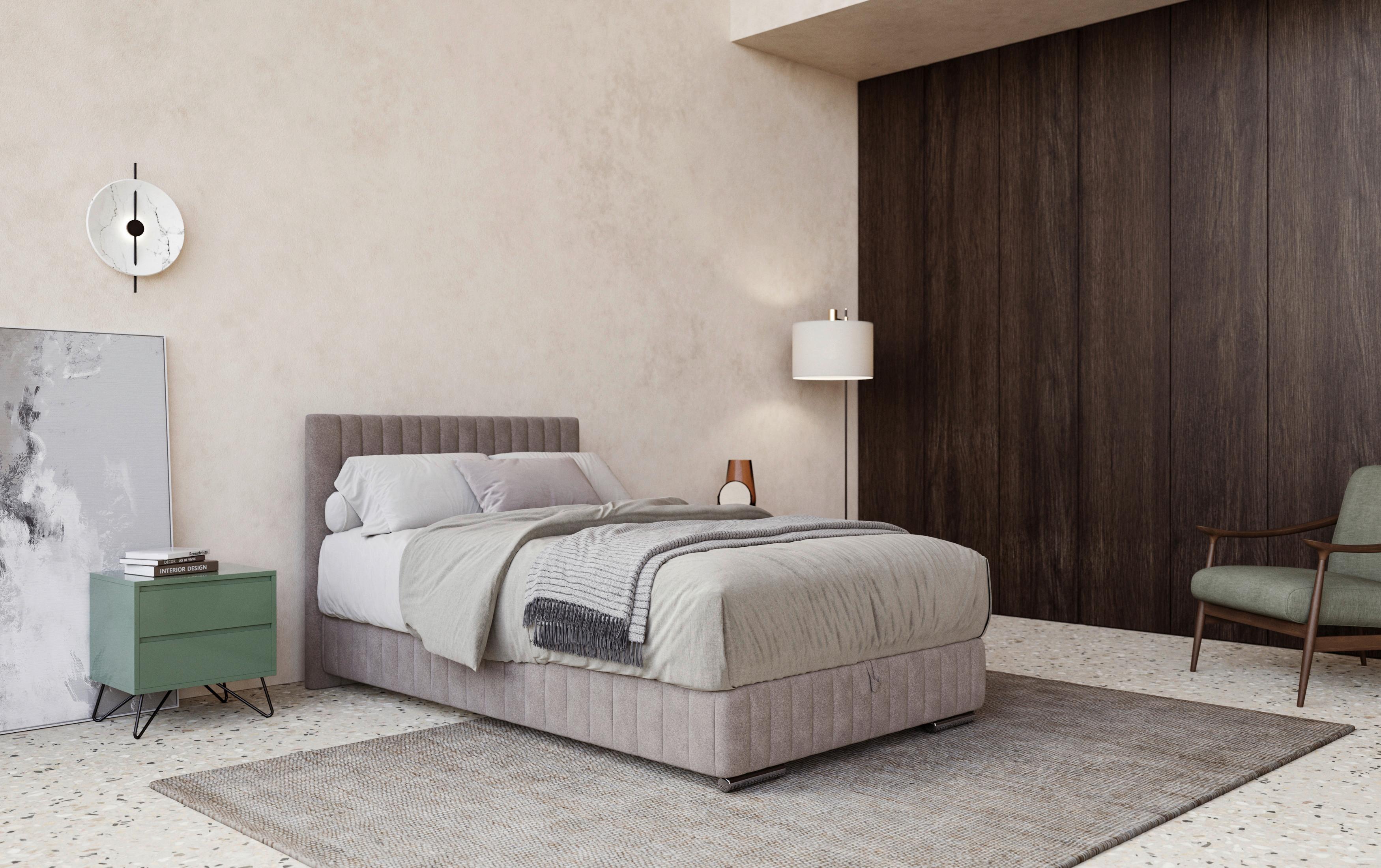 Boxspring-ágy Beetle 140/200 Cm - szürke, Modern, faalapú anyag/textil (140/200cm)