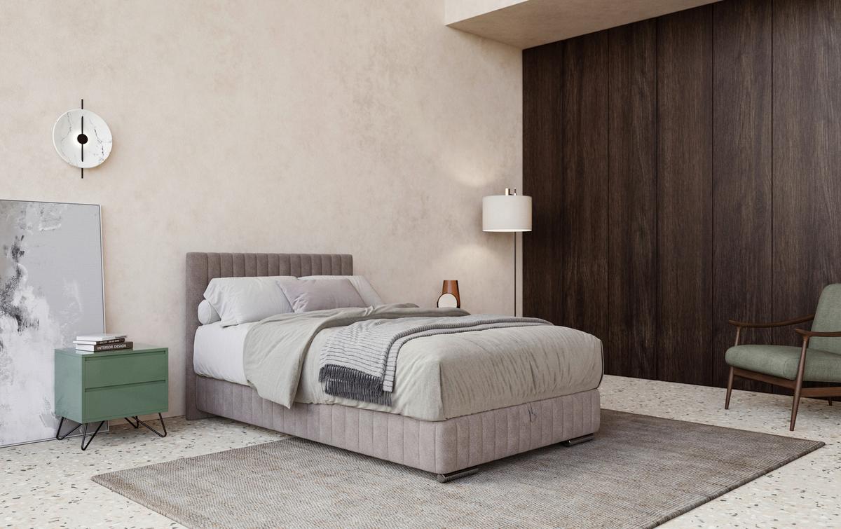 Box-ágy Beetle 120/200 Cm - szürke, Modern, faalapú anyag/textil (120/200cm)