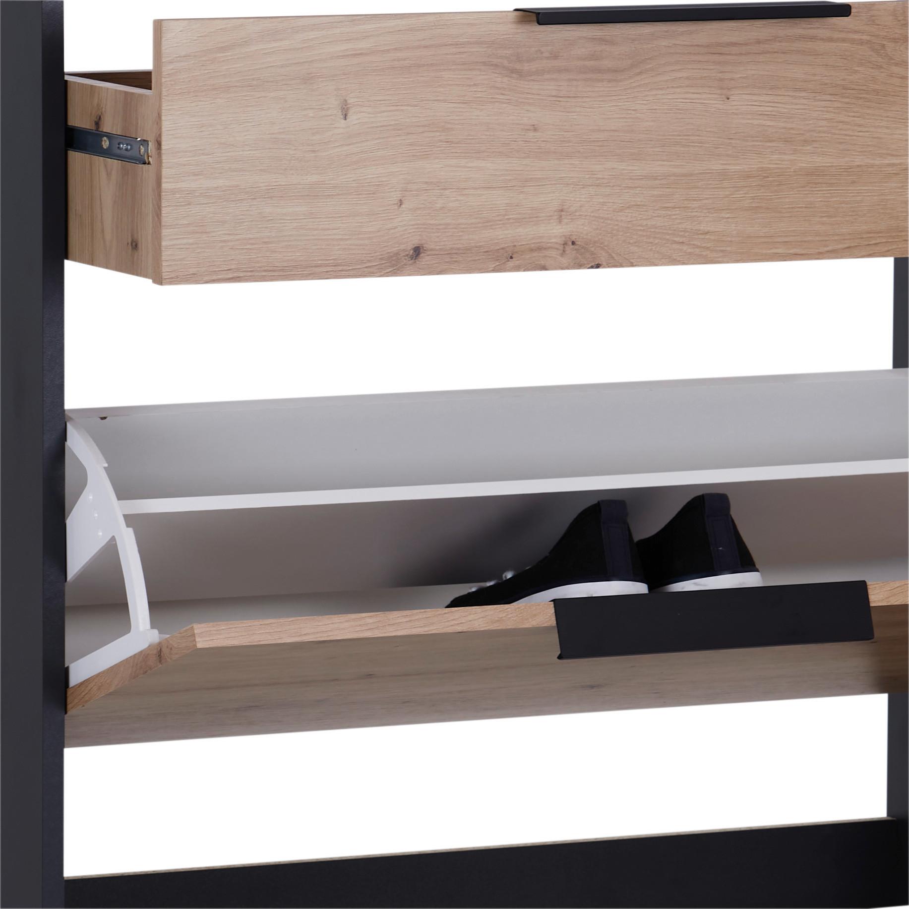 Schuhkipper Anna 2 Klappen Eiche Dekor/Anthrazit B: 79 cm - Eichefarben/Anthrazit, MODERN, Holzwerkstoff (79/103,4/25cm)