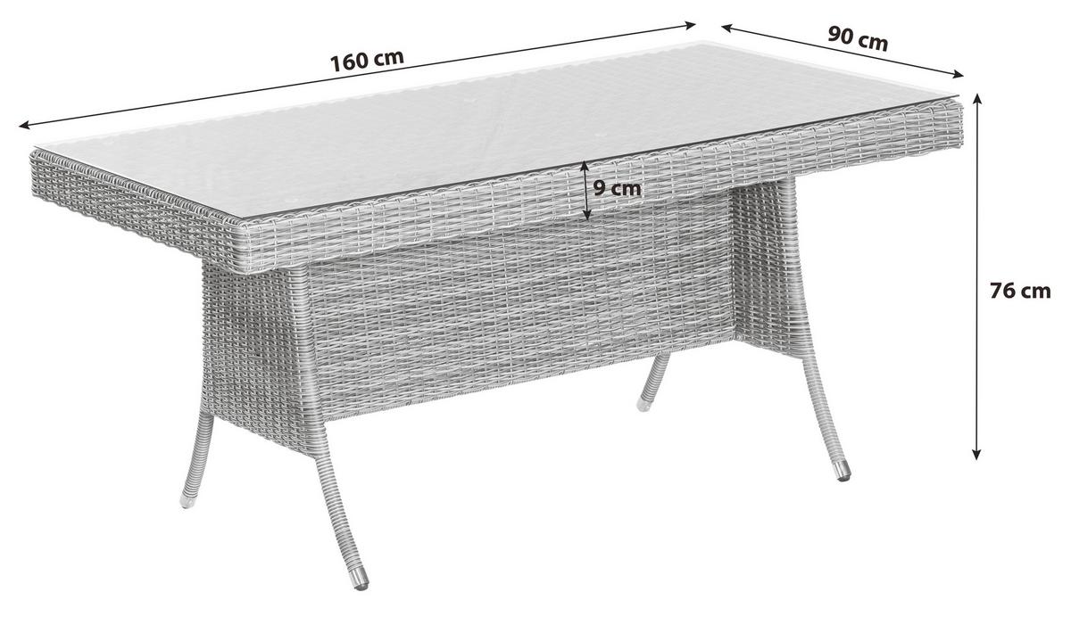 Gartentisch Teneriffa - Beige/Grau, MODERN, Kunststoff/Metall (160/90/76cm) - Gardenson