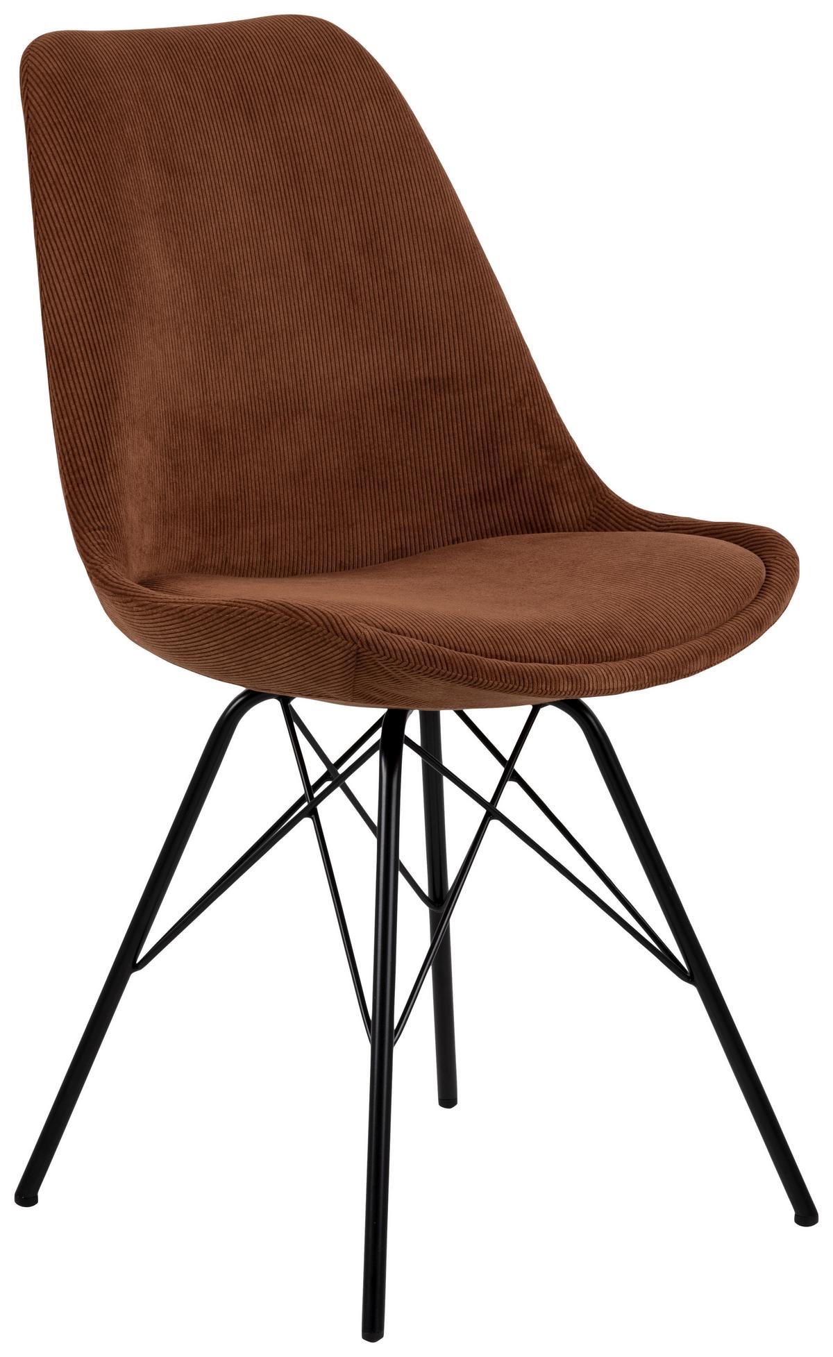 Jídelní židle ERIS cihlová kord - měděné barvy/černá, Konvenční, kov/textil (48,5/85,5/54cm) - MID.YOU