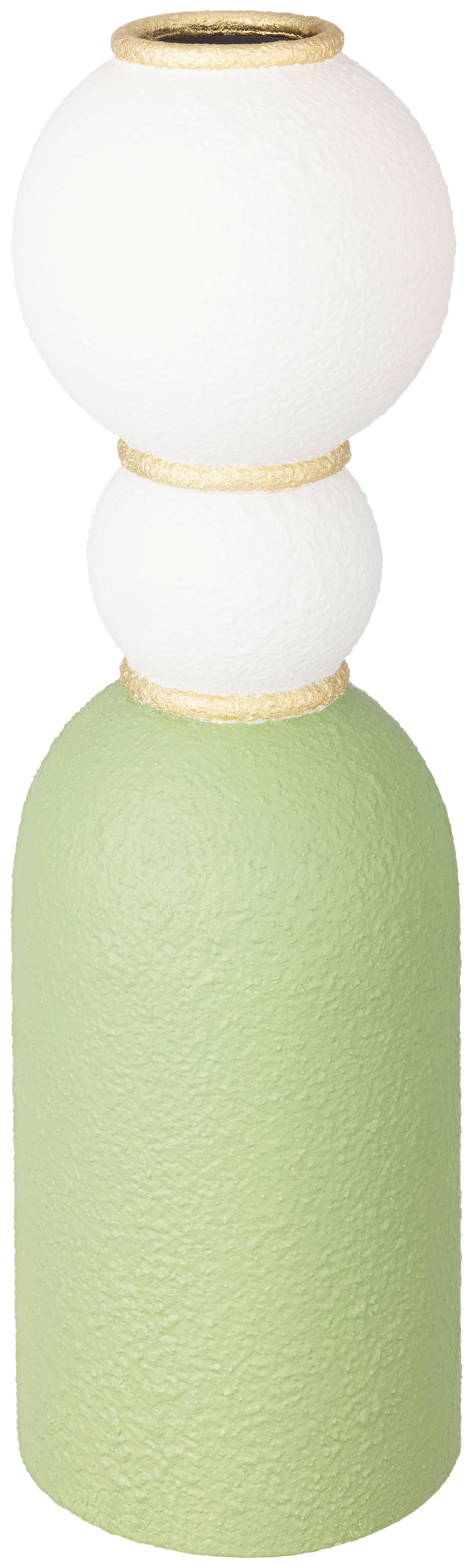 Vase Willibald - Goldfarben/Weiß, KONVENTIONELL, Metall (15/34,5cm) - Luca Bessoni