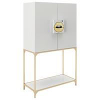 Barschrank Brandi 2-türig Weiß/goldfarben 100x170x45 Cm - Goldfarben/Weiß, LIFESTYLE, Glas/Holzwerkstoff (100/170/45cm) - Playboy