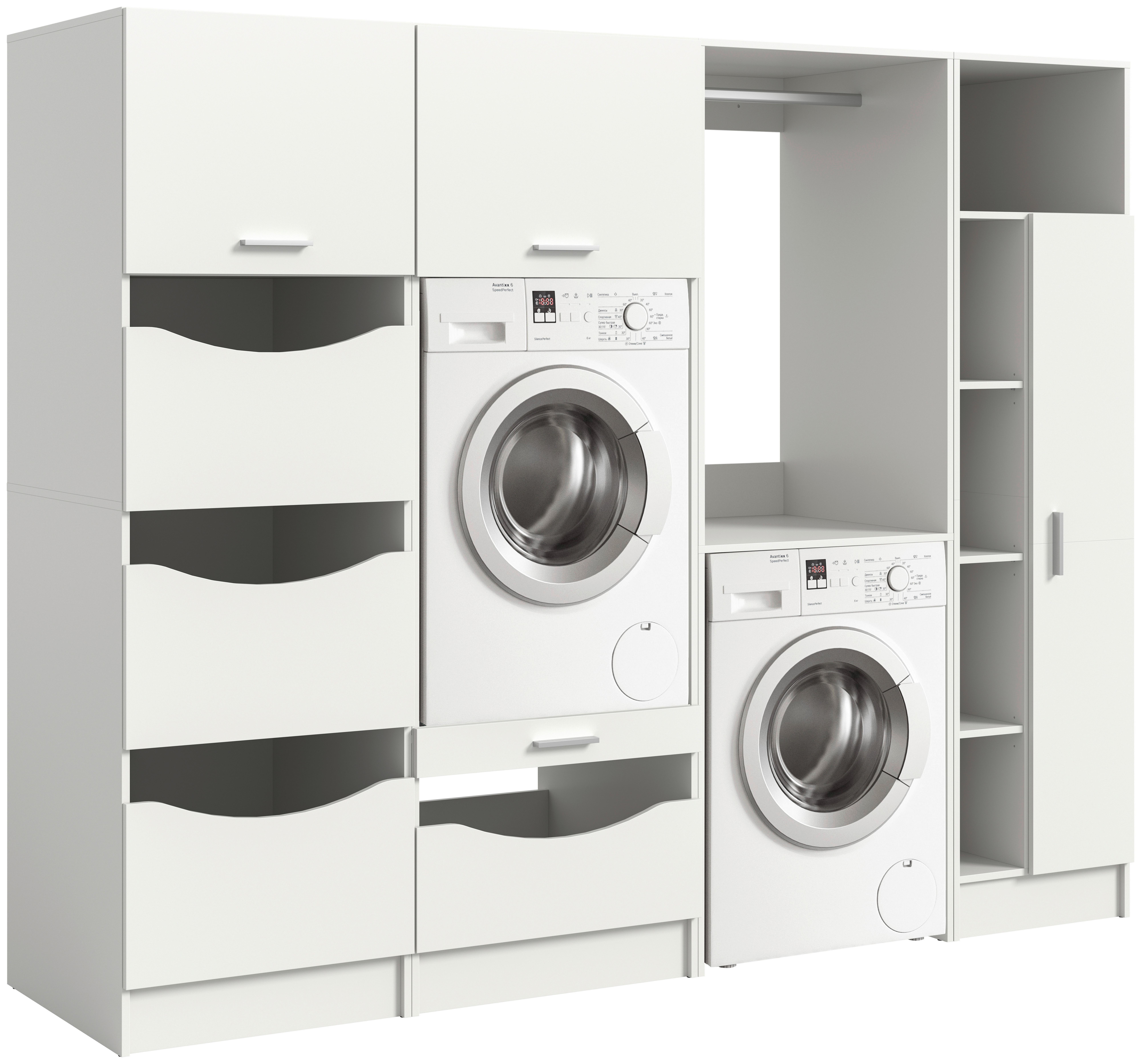 Prádelna Free bílá - bílá, Basics, kompozitní dřevo (242/195/68cm) - MID.YOU