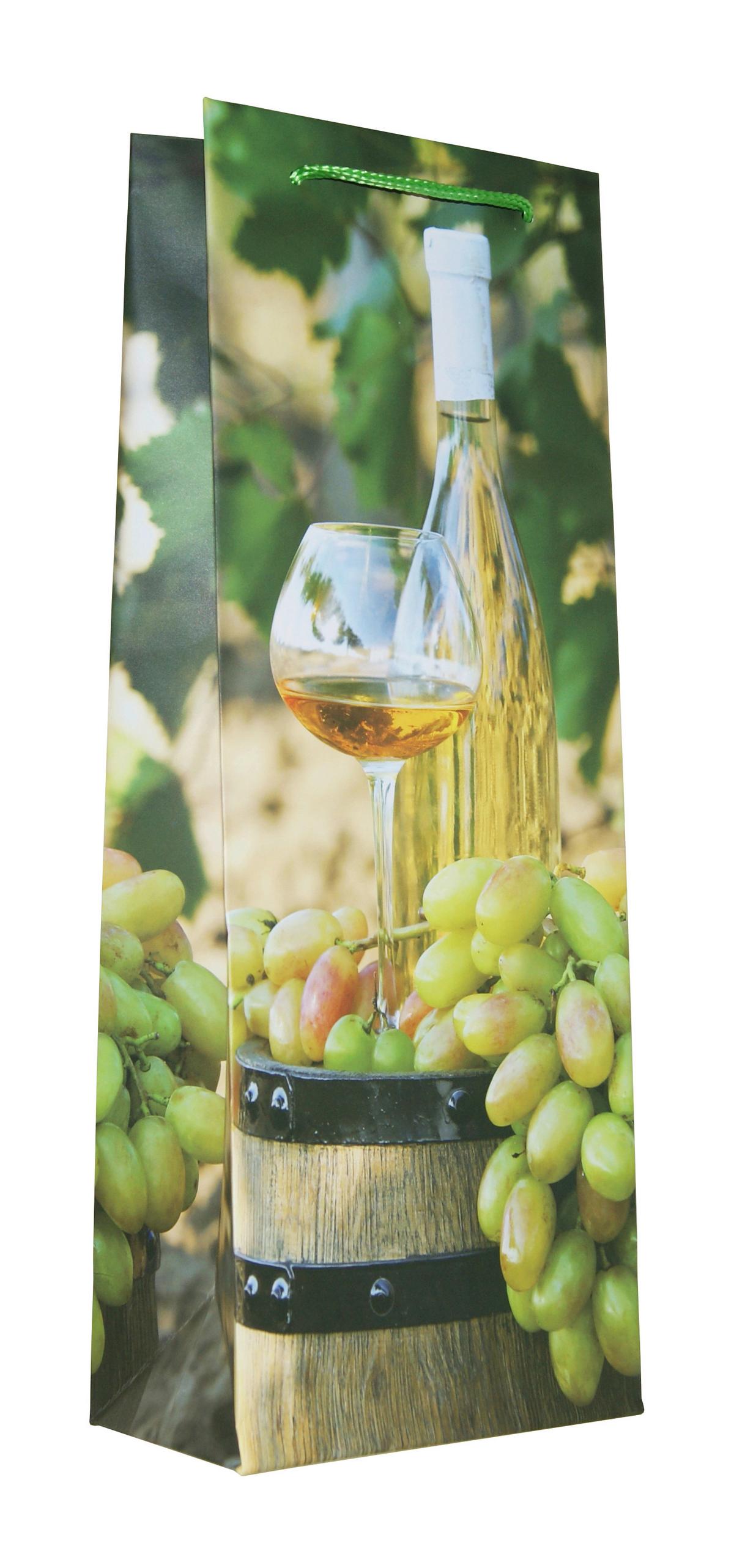 Geschenktasche Weinmmotive Karton 30x36 cm mit Tragegriff - Blau/Rotbraun, Basics, Karton (30/36/12,5cm)