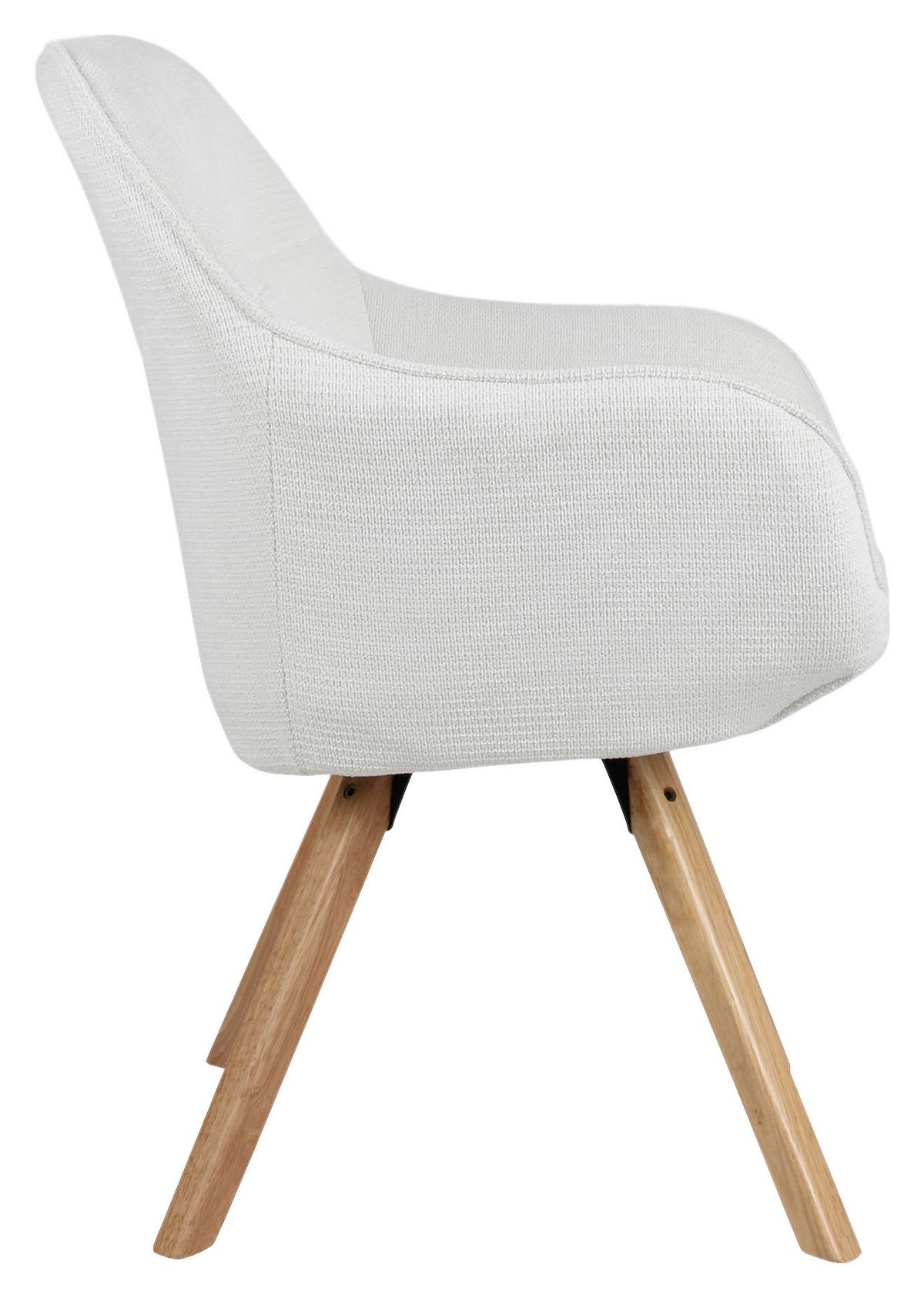 Stolička s podrúčkami COSIMA - biela/prírodná farba, Design, kov/drevo (59/84/61cm)