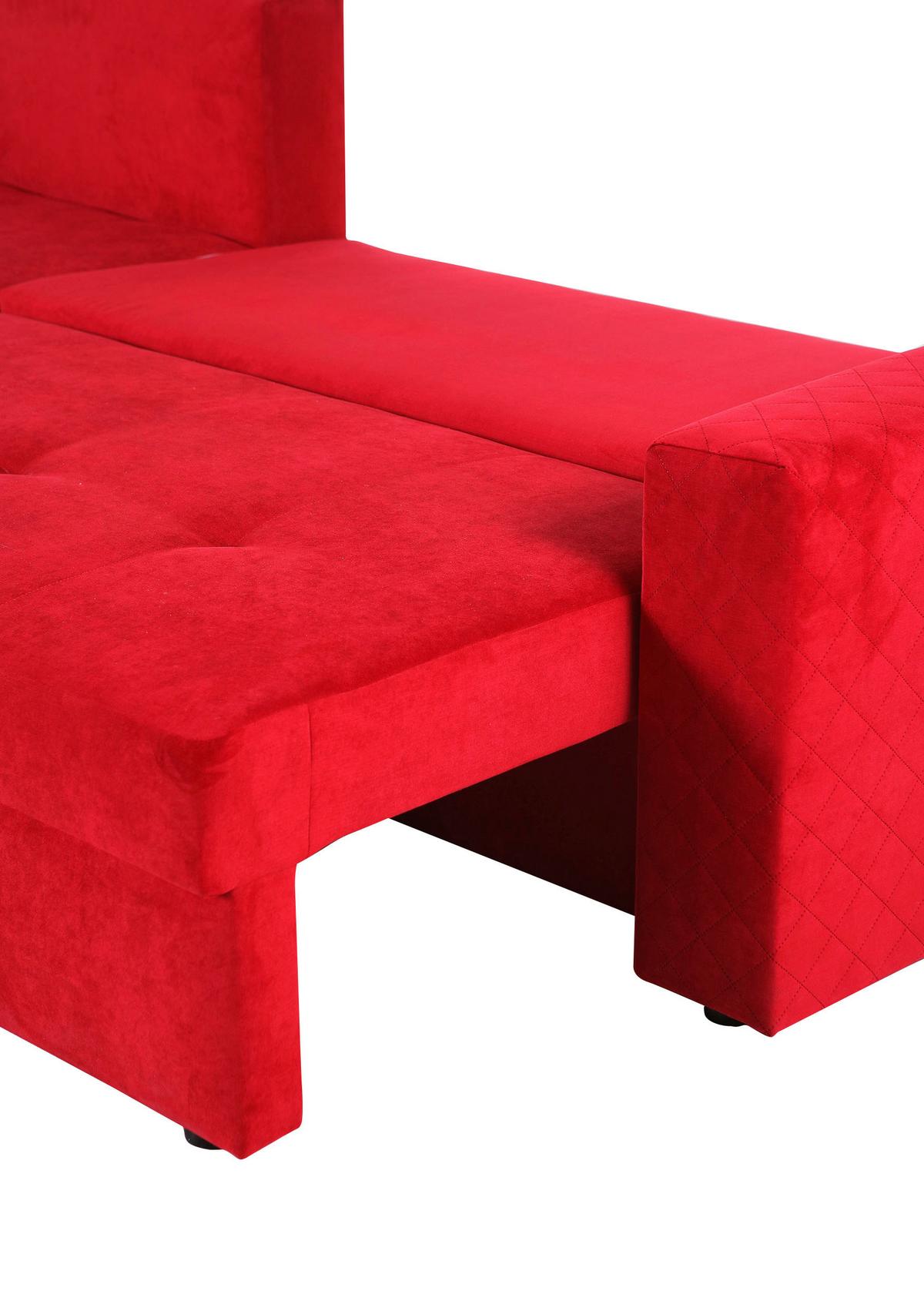 Ecksofa Barkley - Rot/Schwarz, KONVENTIONELL, Textil (176/243cm) - MID.YOU