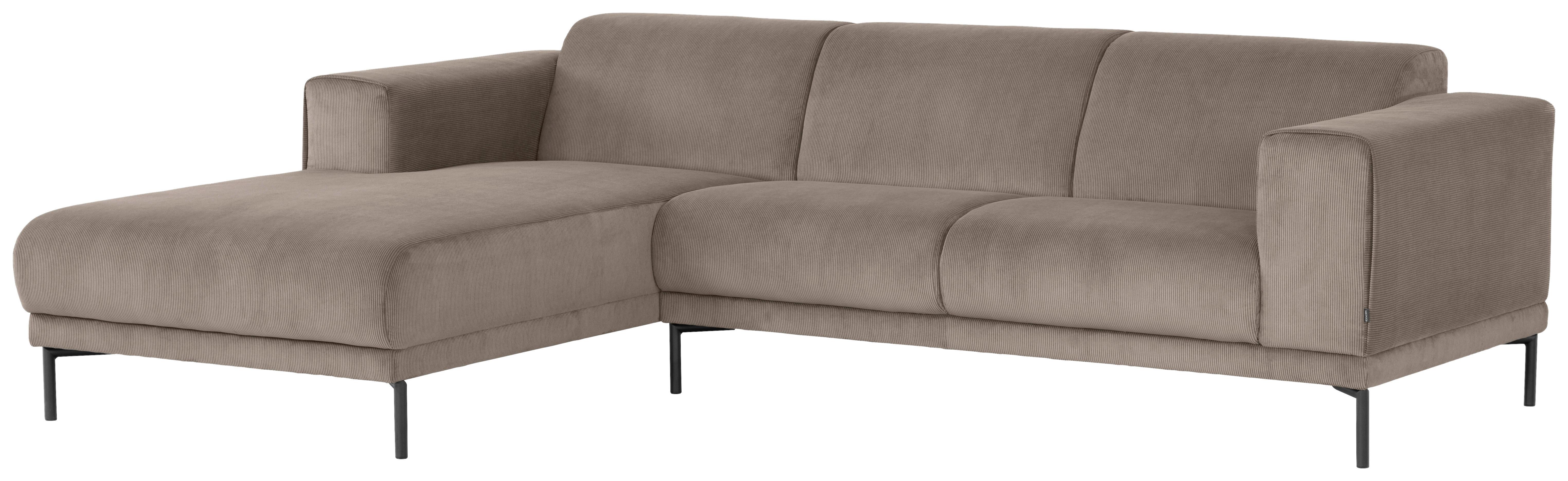 Ecksofa Erno Taupe S: 262 cm - Taupe/Schwarz, Design, Textil (262/183cm) - MID.YOU