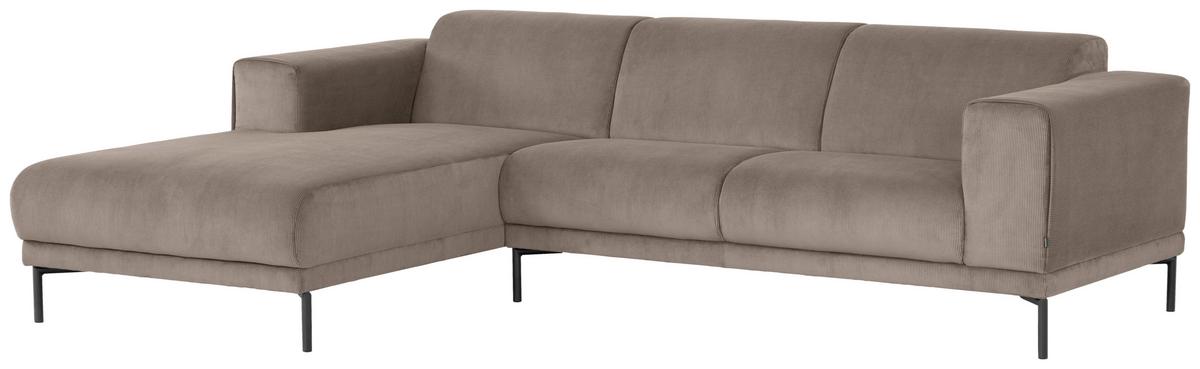 Ecksofa Erno Taupe S: 262 cm - Taupe/Schwarz, Design, Textil (262/183cm) - MID.YOU