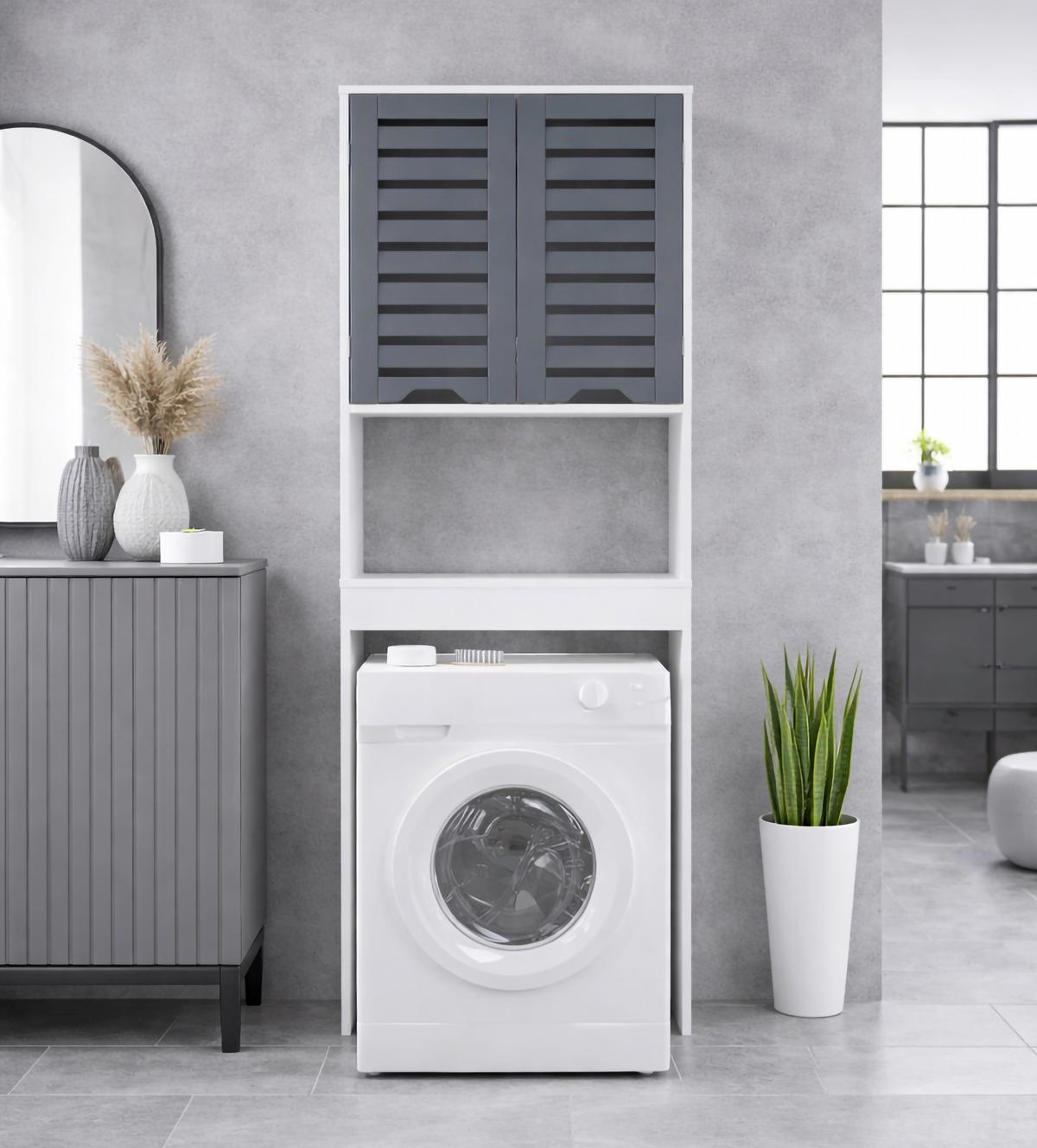 WASCHMASCHINENSCHRANK Flonali Weiß/Anthrazit B: 63cm - Anthrazit/Weiß, Trend, Holzwerkstoff (63/179/23cm) - MID.YOU