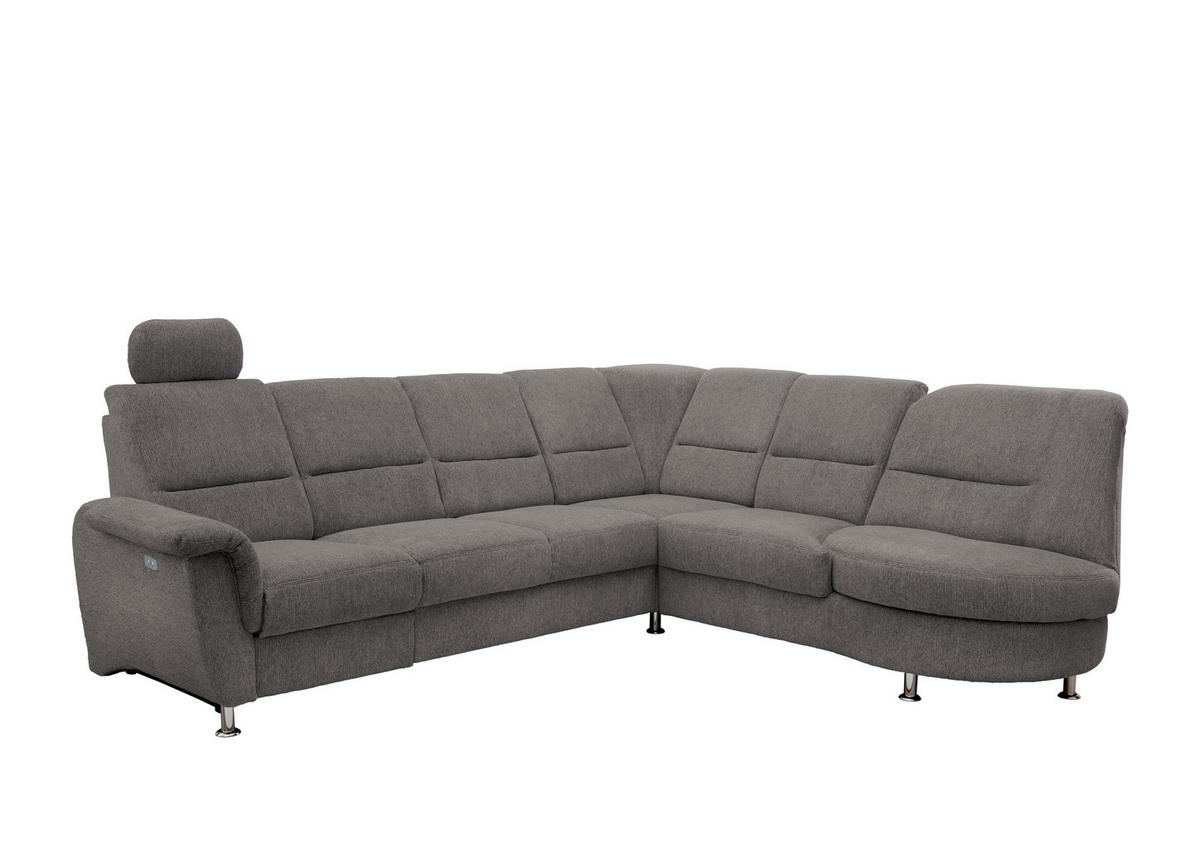 Ecksofa mit Relaxfunktion Parole Graubraun Chenille - Chromfarben/Graubraun, MODERN, Textil (275/236cm) - Livetastic