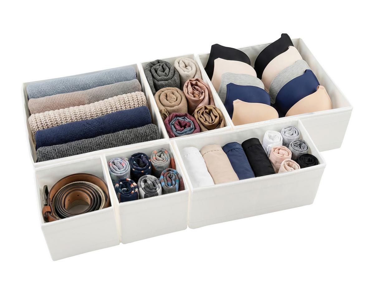 Sada úložných boxov INSIDE -EXT- - biela, Konventionell, textil/plast - Mömax