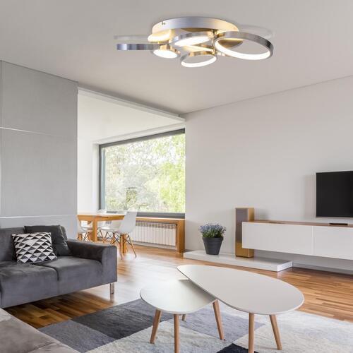 LED-Deckenleuchte Ø 56 cm, 3-Fach dimmbar - Silberfarben, Design, Kunststoff/Metall (56cm) - Näve