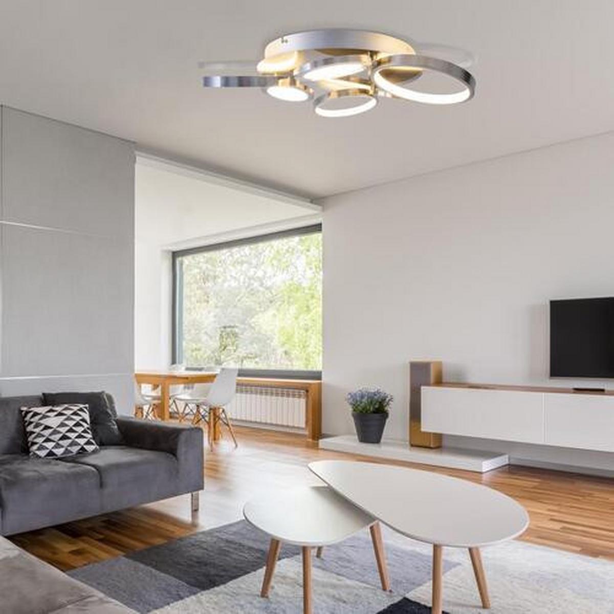 Led-deckenleuchte Ø 56 Cm, 3-Fach Dimmbar - Silberfarben, Design, Kunststoff/Metall (56cm) - Näve