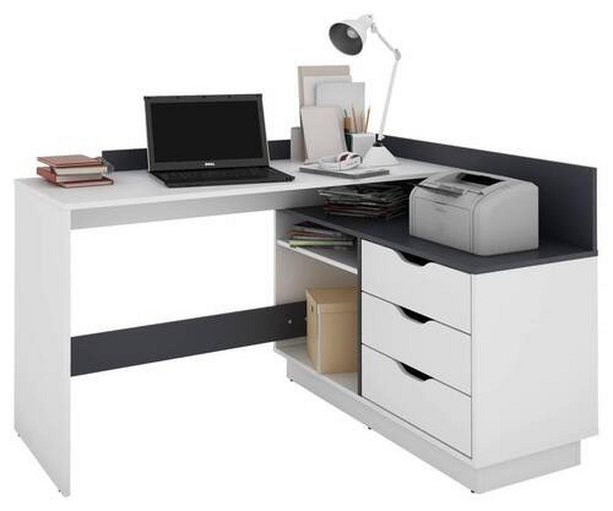 Eckschreibtisch mit Stauraum 105 cm Belfast Schwarz/Weiß - Schwarz/Weiß, LIFESTYLE, Holzwerkstoff (129/105/84cm) - MID.YOU