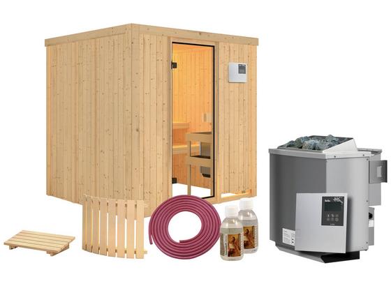 Bio-Sauna Cassis mit externer Steuerung (Kombi-Sauna) - Naturfarben, MODERN, Holz (196/198/196cm) - Karibu Bio-Sauna Cassis mit externer Steuerung (Kombi-Sauna) - Naturfarben, MODERN, Holz (196/198/196cm) - Karibu