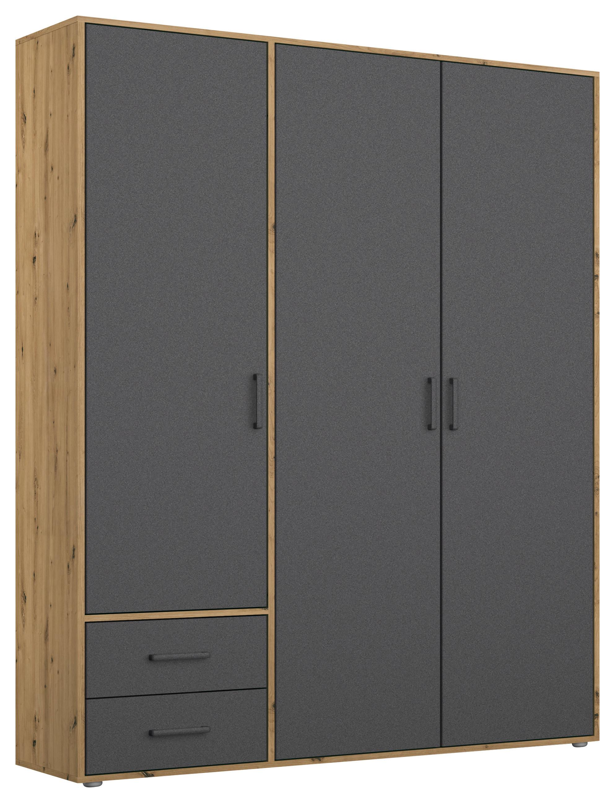 Drehtürenschrank Mit Schubladen 140 cm Voyager - Eiche Artisan/Grau, MODERN, Holzwerkstoff (140/194/53cm) - Rauch Möbel