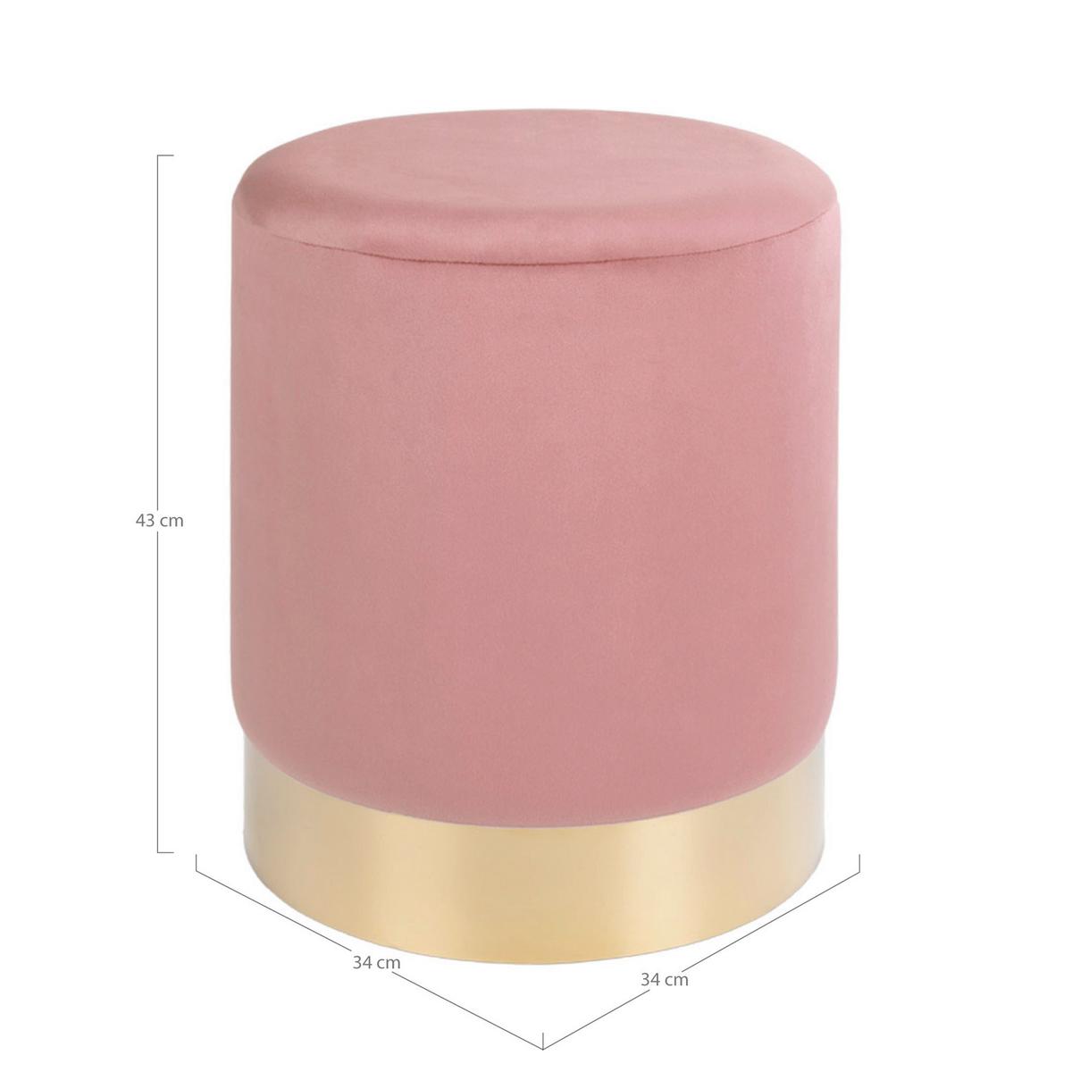 Pouf Gamby In Pink Rose, B/h/t: 34x43x34cm - Pink, Basics, Textil (34/43/34cm)