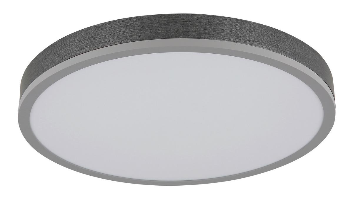 Led-deckenleuchte Doro D: 45cm Silberfarben Weiß Dunkelgrau - Dunkelgrau/Silberfarben, Basics, Kunststoff/Metall (45/8,5cm) - Globo