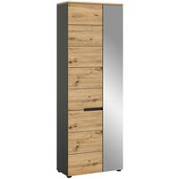 Garderobenschrank Basalt Grau Nb, Artisan Nb - KONVENTIONELL, Glas/Holzwerkstoff (65/190/37cm) - MID.YOU