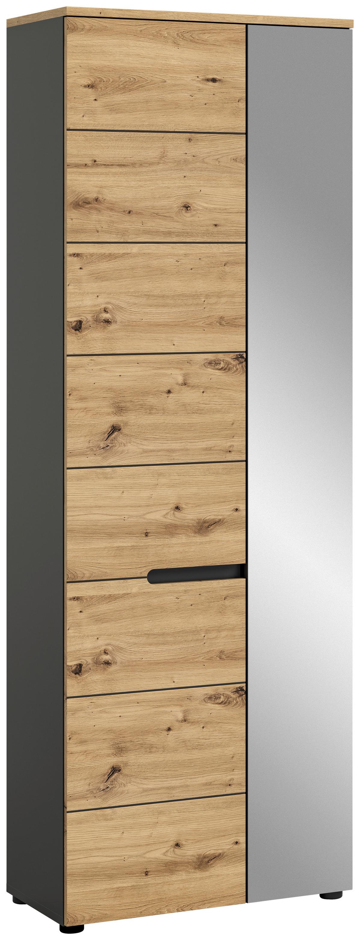 Garderobenschrank Basalt Grau Nb, Artisan Nb - KONVENTIONELL, Glas/Holzwerkstoff (65/190/37cm) - MID.YOU