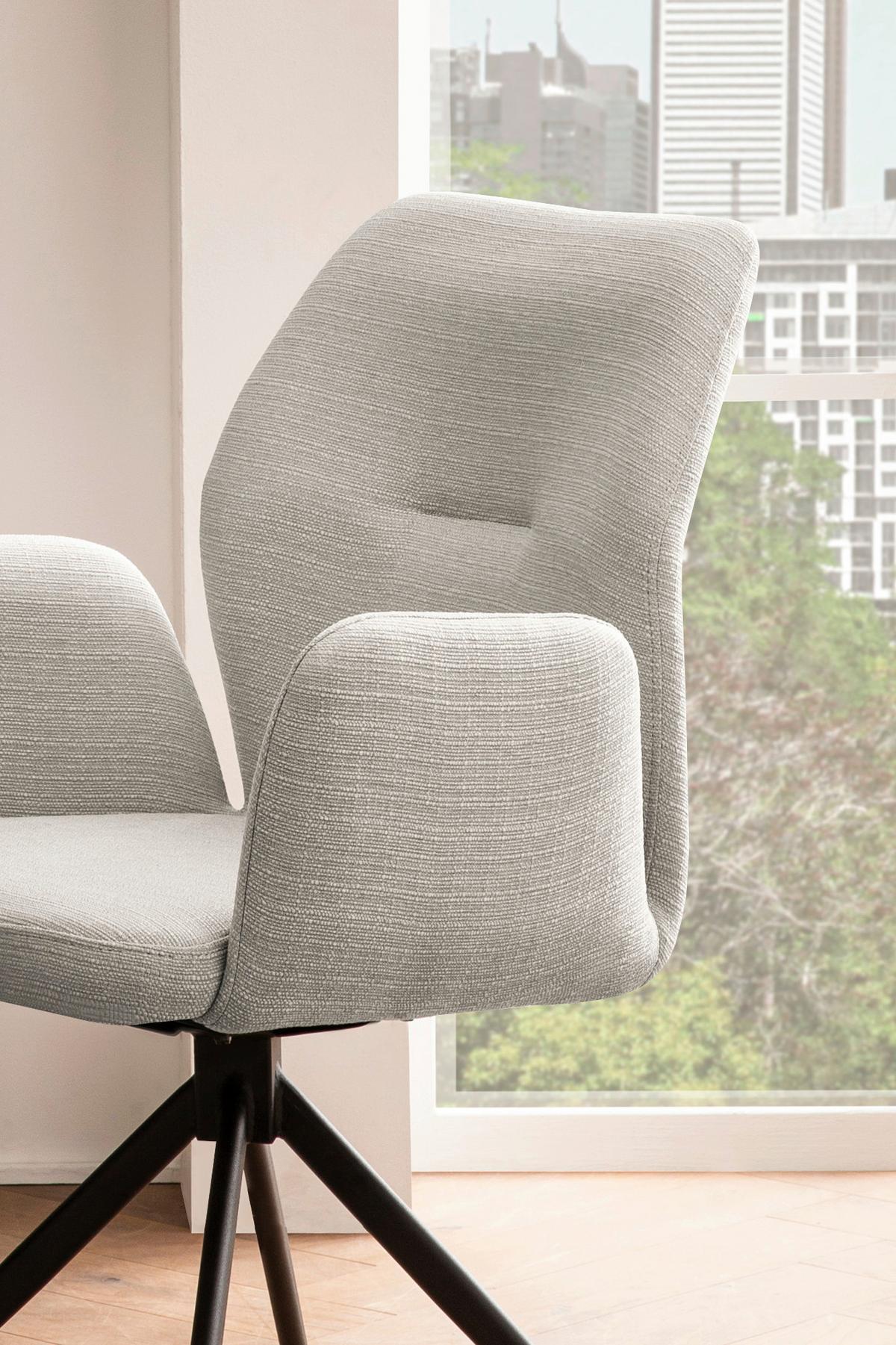 Armlehnstuhl Hellgrau B: 59cm - Hellgrau/Schwarz, MODERN, Textil/Metall (59/88/58cm) - Livetastic