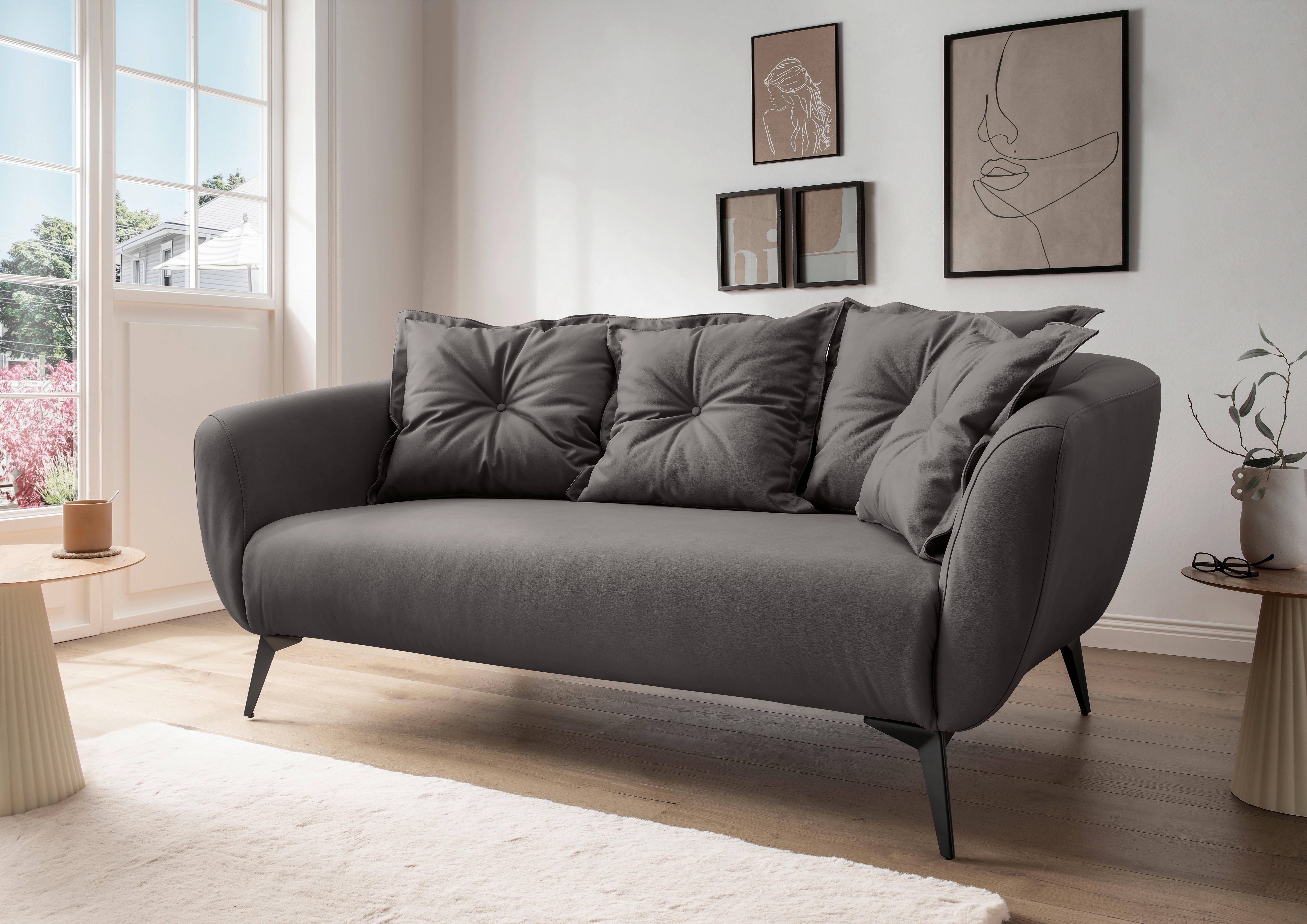 2,5 Sitzer Sofa Baggio Anthrazit B: 196 Cm - Anthrazit/Schwarz, MODERN, Textil (196/94/103cm) - Livetastic