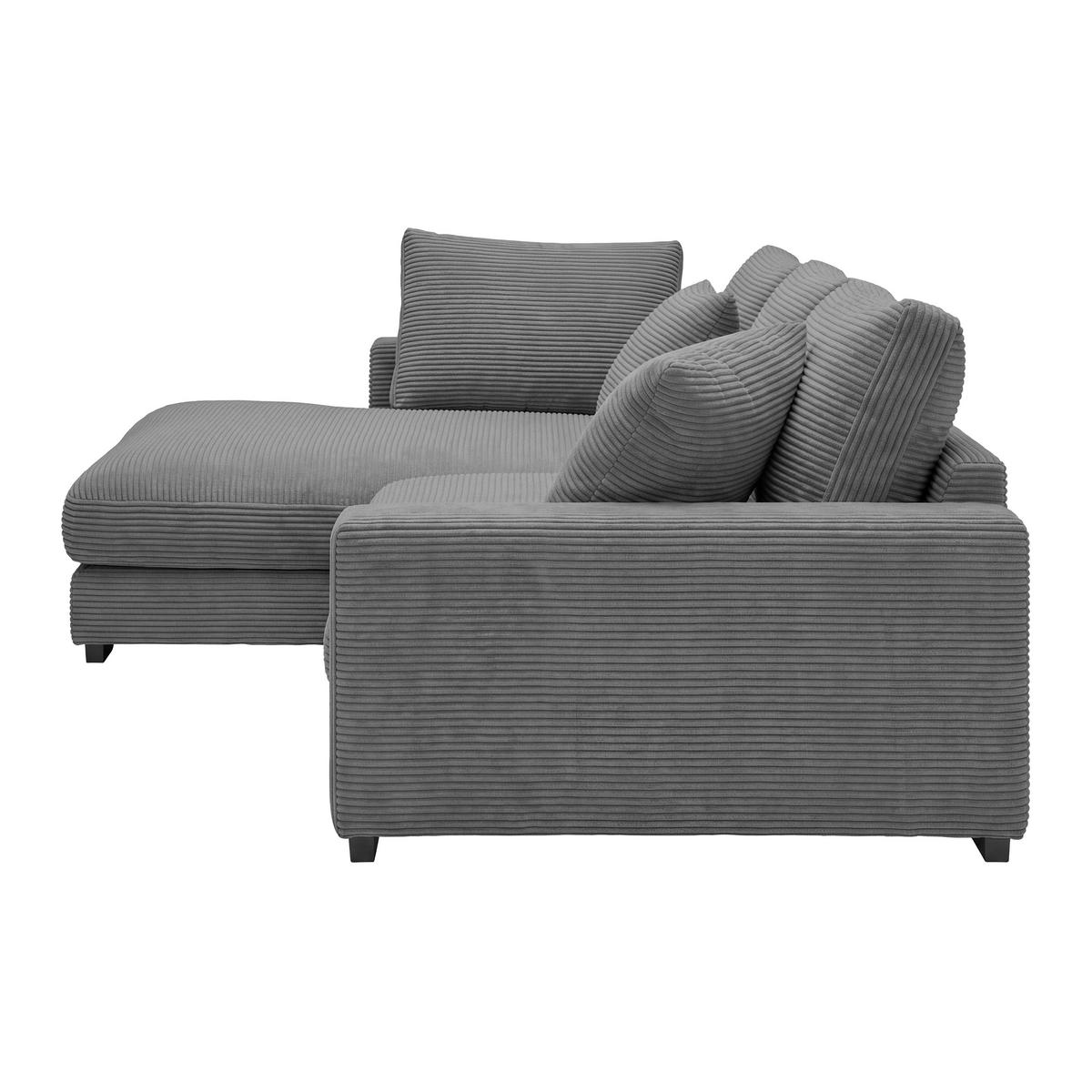 Rohová sedačka PEDRO, levá, šedý manšestr - šedá/černá, Moderní, textil/plast (190/300cm) - Mömax