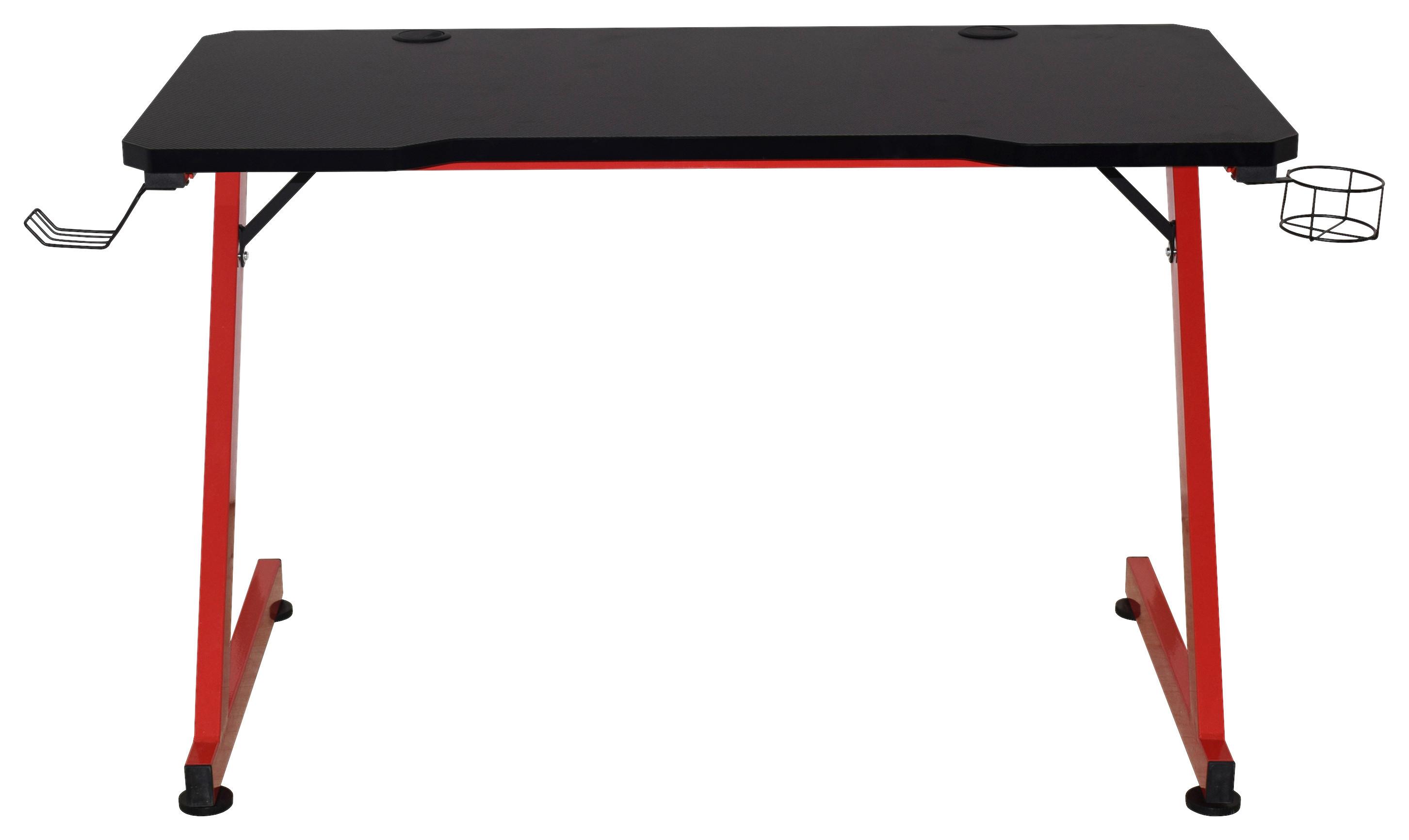 Stůl Na Herní Pc Graz - černá/červená, Moderní, kov/kompozitní dřevo (120/75/60cm)
