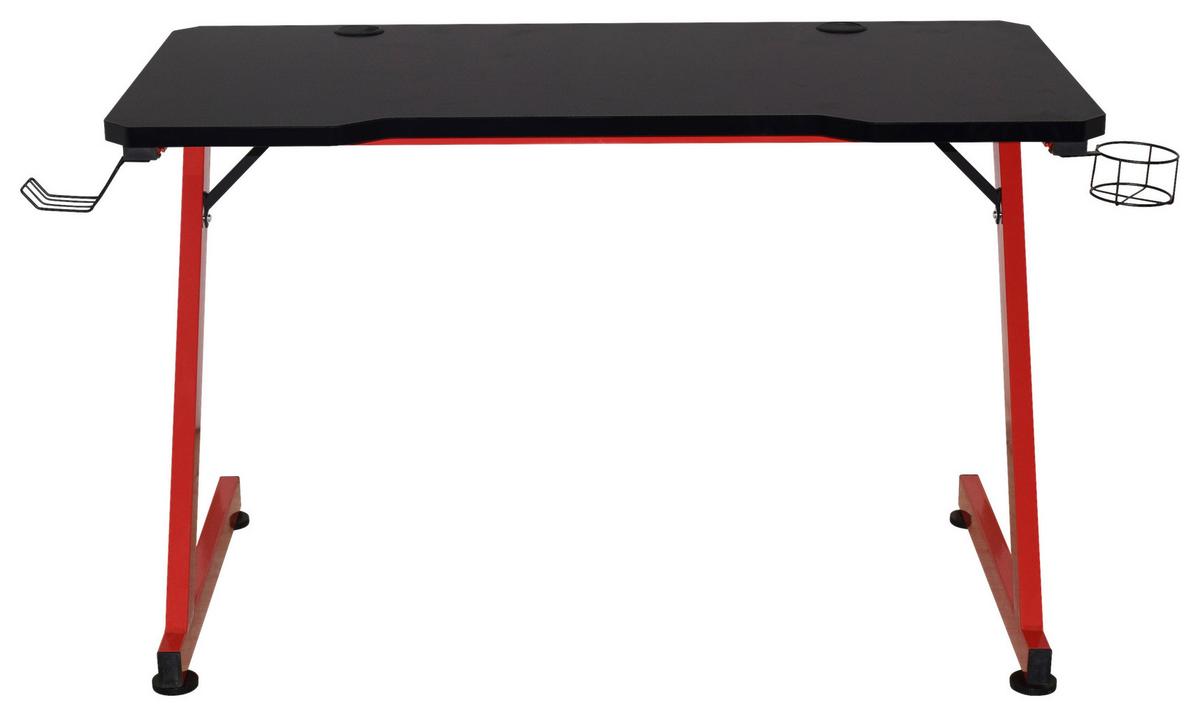 Gamer Asztal Graz *top Ár* - fekete/piros, Modern, faalapú anyag/fém (120/75/60cm) - Best Price