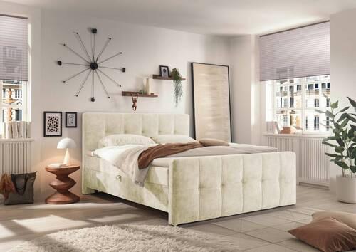 Boxbett Valetta 6 - Creme/Schwarz, MODERN, Holzwerkstoff/Textil (180/200cm) - MID.YOU
