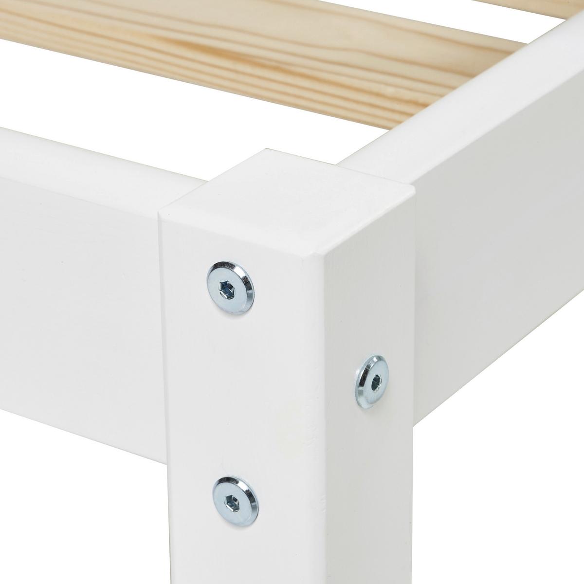 Bett Eco Dream Kiefer Massiv Weiß, Lf: 90x200 cm - Weiß/Naturfarben, MODERN, Holz (90/200cm) - MID.YOU