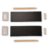 Servierplatte Sushi-Set 8-teilig - Schwarz, Basics, Stein (33/23/23cm) - Kesper