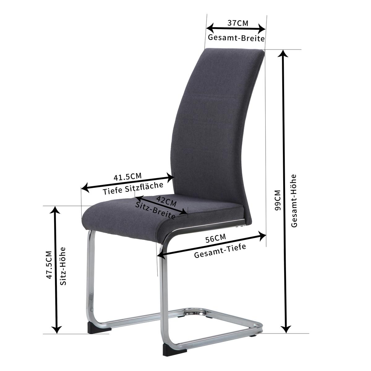 Schwingstuhl Donna Webstoff Grau Gepolstert - Chromfarben/Grau, KONVENTIONELL, Textil/Metall (42/99/56cm)