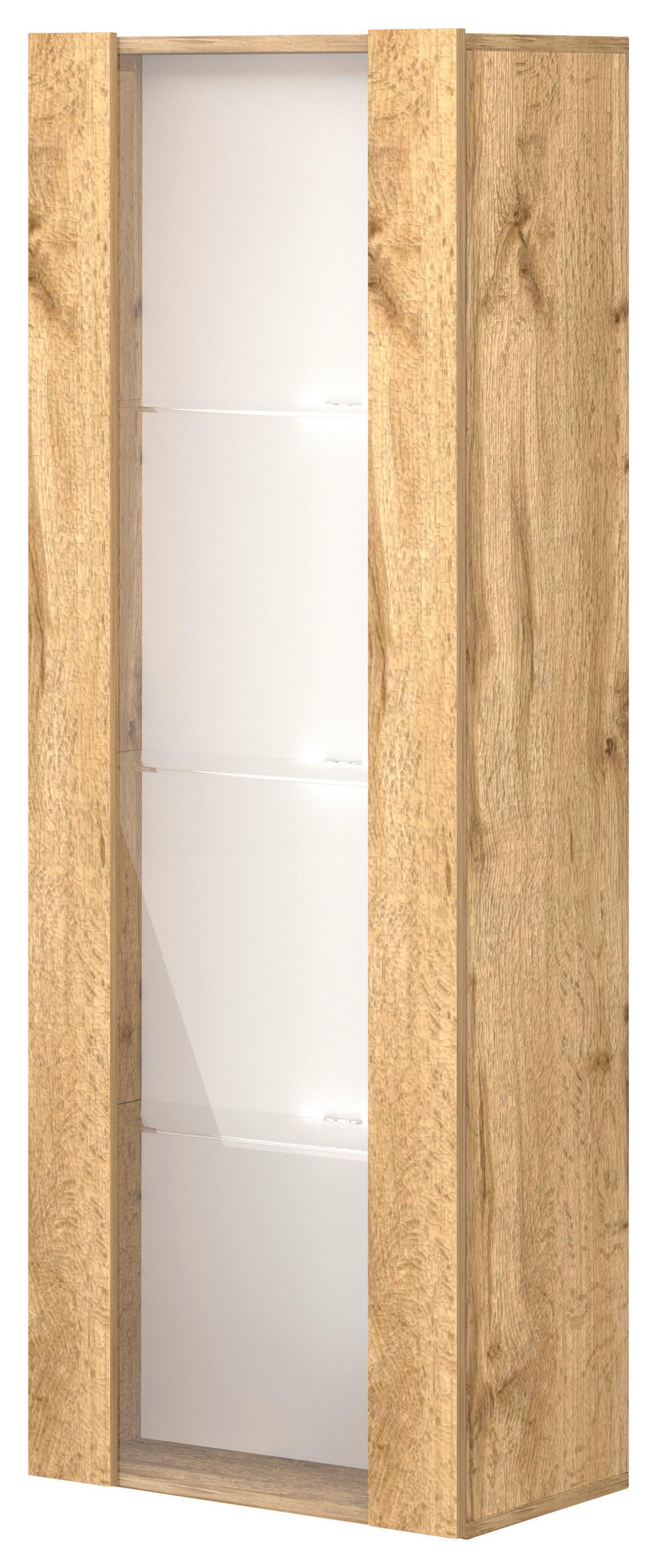 Hängevitrine Wandvitirine Vivien 09 Led - Eiche Wotan, Design, Glas/Holzwerkstoff (40/140/30cm) - Livetastic