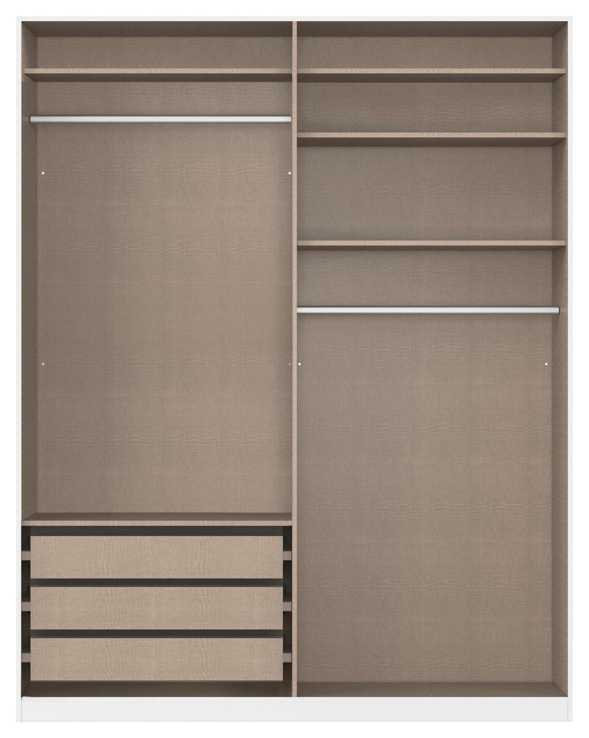 Kleiderschrank Safari mit Spiegel B: 181 cm - Champagner/Silberfarben, KONVENTIONELL, Holzwerkstoff (181/210/54cm)