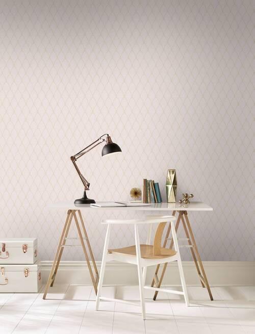 Vliestapete 106369 - Hellrosa/Goldfarben, Basics, Papier/Kunststoff (52/1000cm)