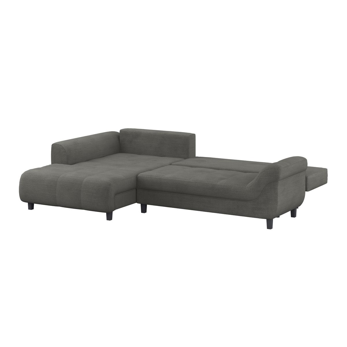 Ecksofa mit Schlaffunktion Mendoza New Chenille 197x309cm - Anthrazit/Schwarz, KONVENTIONELL, Textil (197/309cm) - Ondega