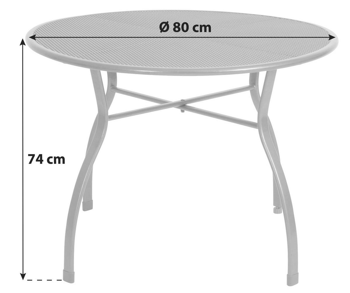 Gartentisch Toulouse Stahl Ø 80 cm - Grau, Basics, Metall (80/80/74cm) - Gardenson