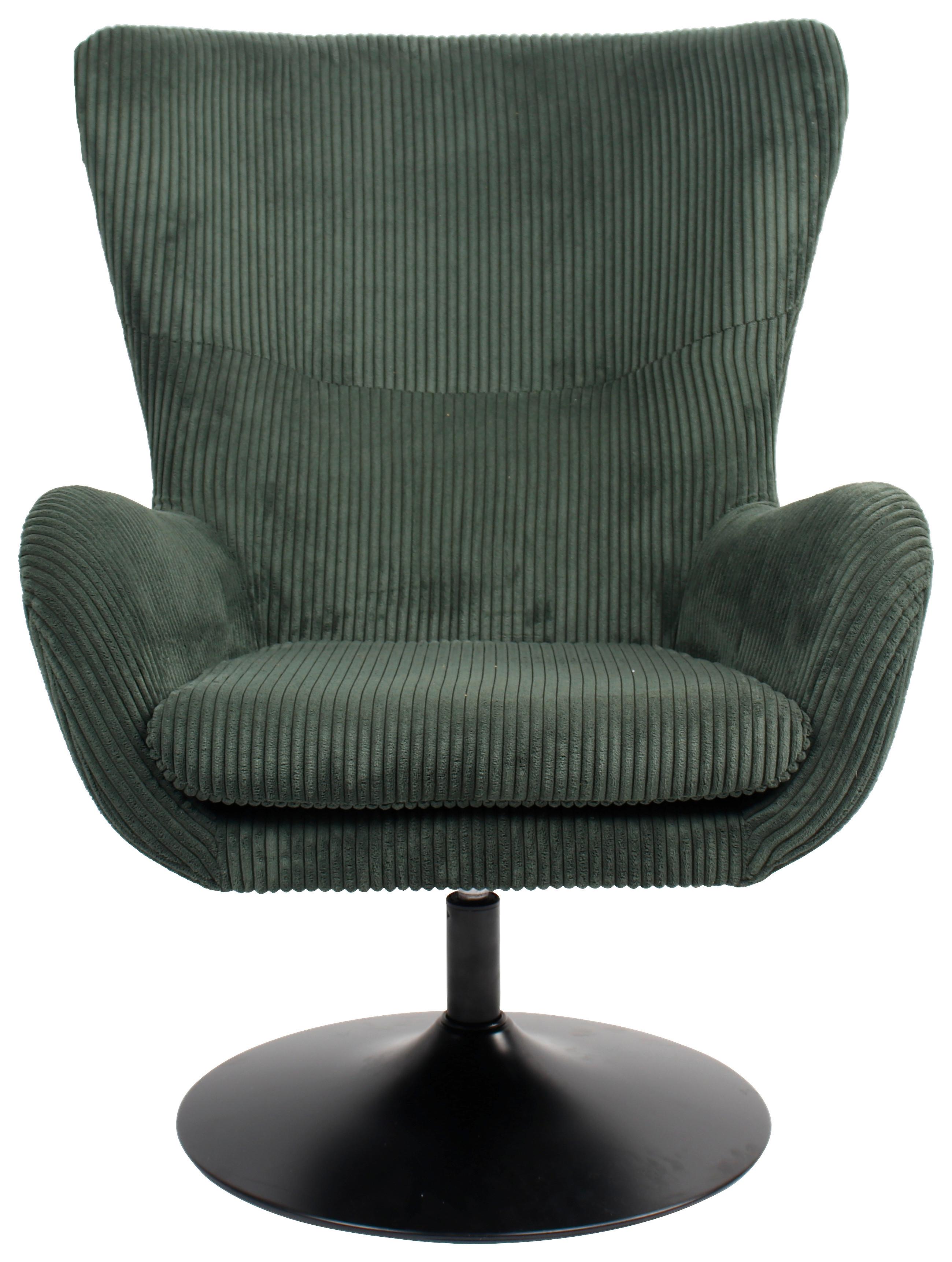Křeslo Shiba otočné zelený manšestr - černá/zelená, Moderní, kov/textil (76/99/87cm) - Mömax