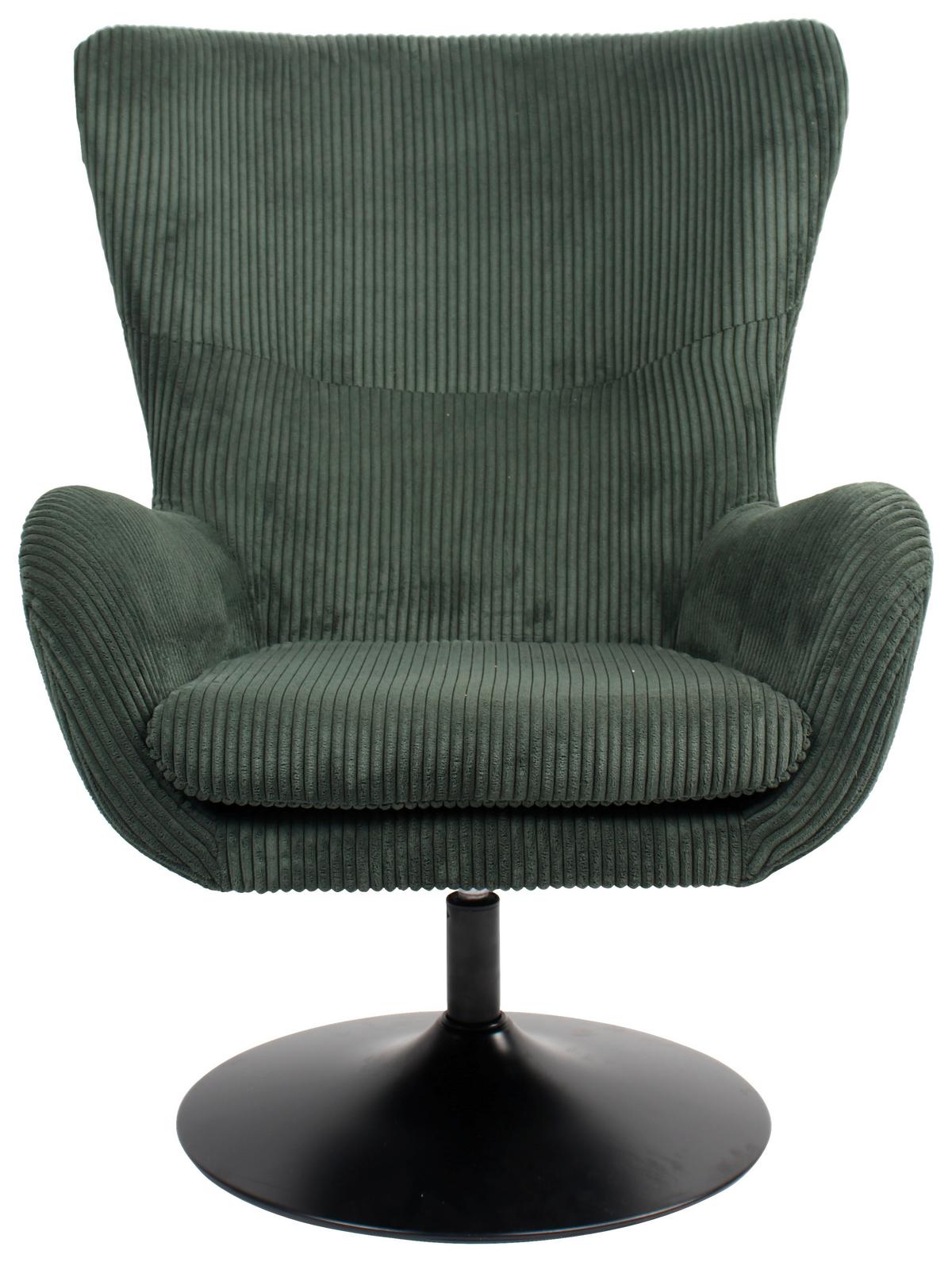 Kreslo Shiba otočné zelený menčester - čierna/zelená, Modern, kov/textil (76/99/87cm) - Mömax